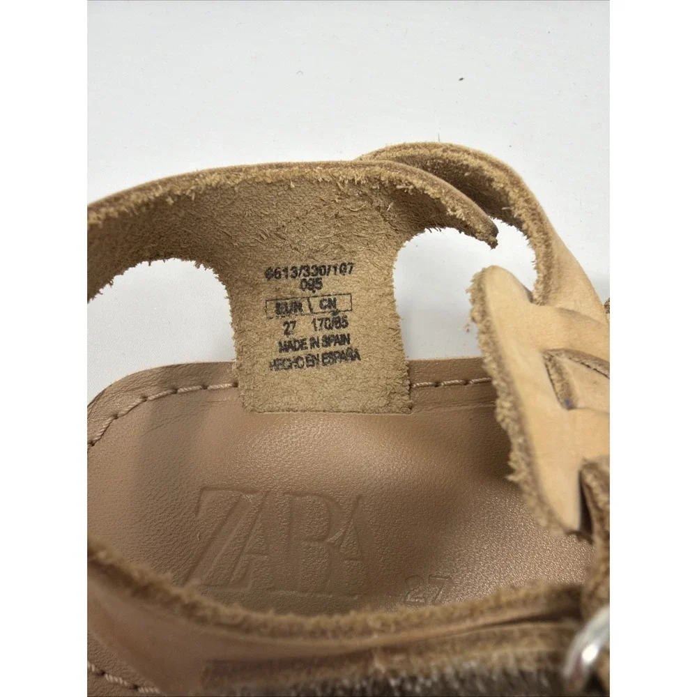 ZARA BABY BEIGE FISHERMAN 100% LEATHER SANDALS SHOES SIZE US Toddler 10 EUR 27